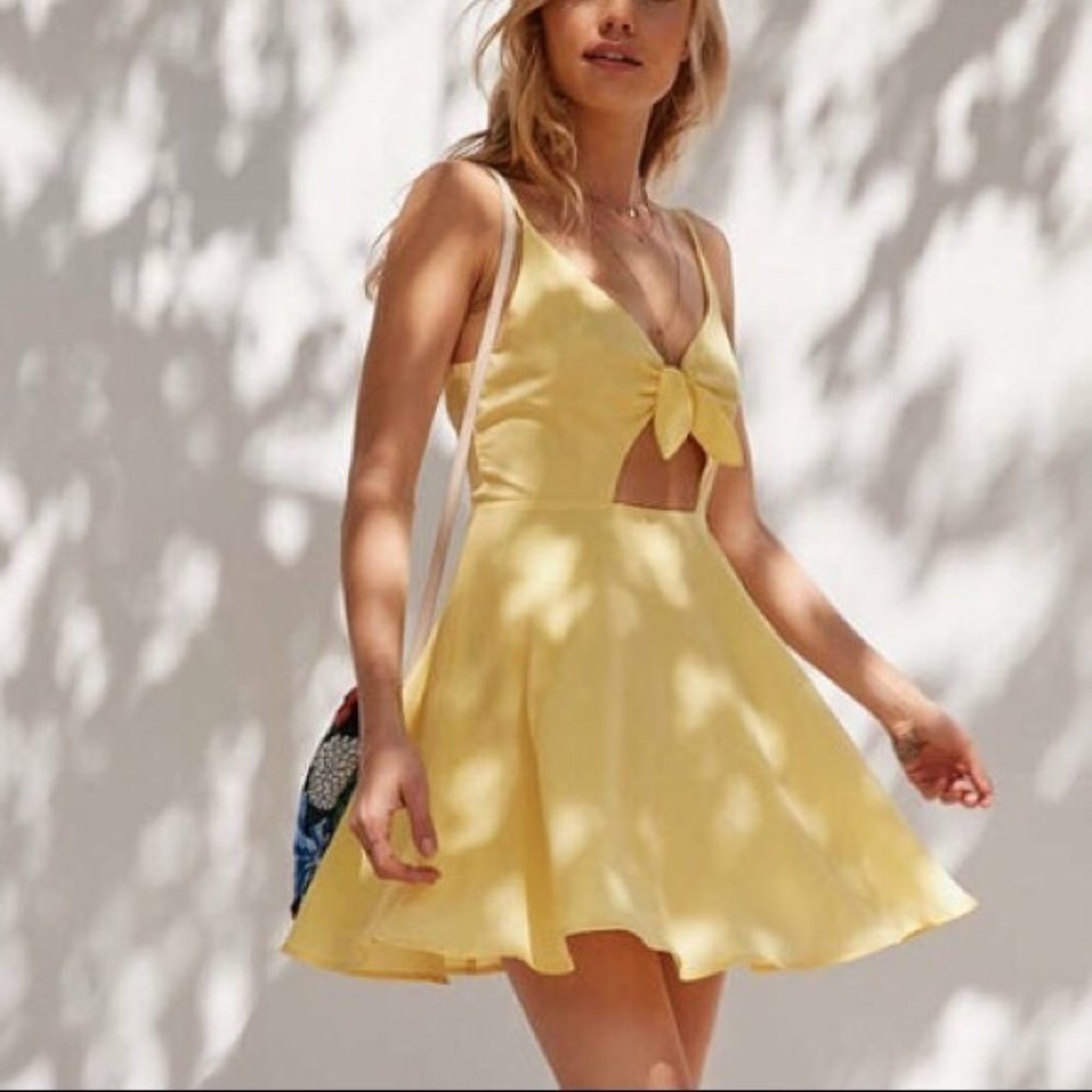 UO Kimchi Blue Front Tie Yellow Sun Dress